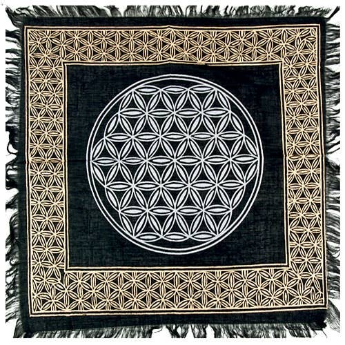 Flower of Life in Gold & Silver Altar Cloth - 18" x 18"