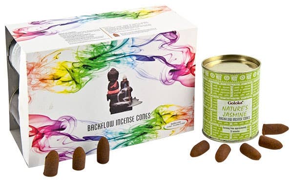 Goloka Jasmine Backflow Incense Cones - 24 Cones Pack 6 P