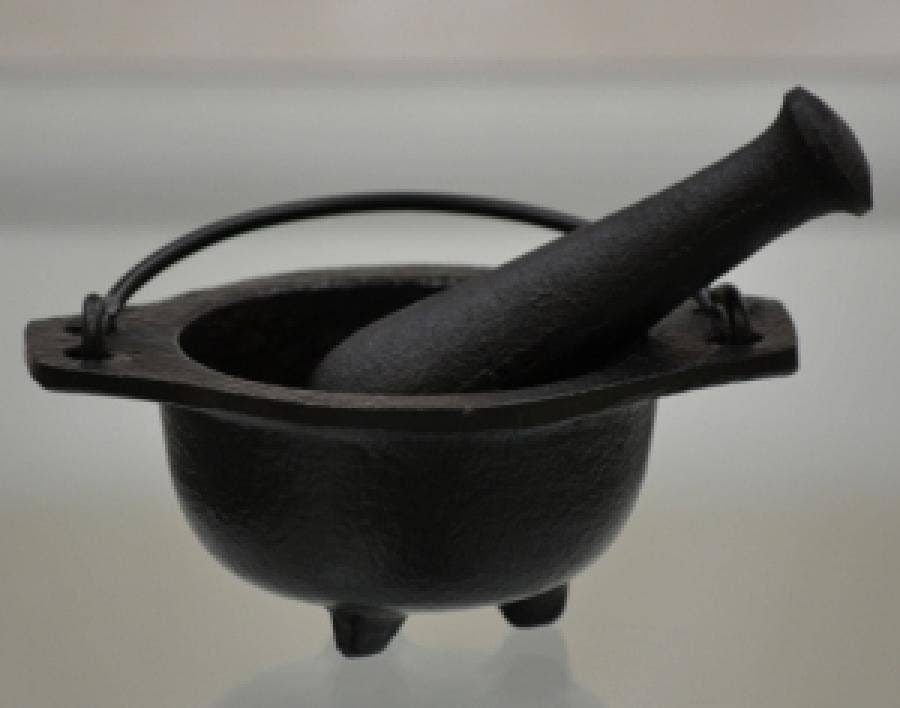 Cast Iron Cauldron 3"D w/ Cast Iron Pestle