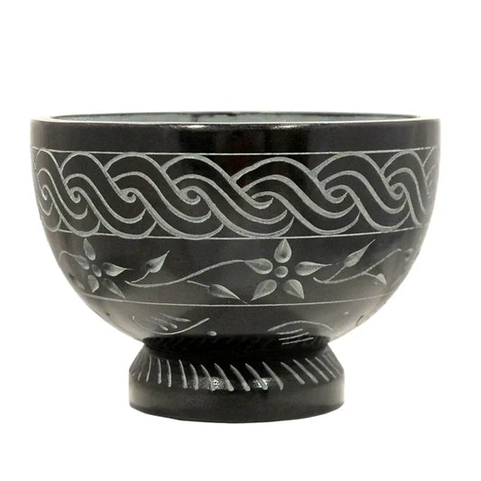 Black SoapStone Carved Bowl 3.75'' x 4'' x 4''H