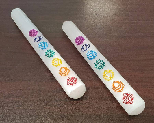 Selenite 7 Chakra Massage Wand 6- 7" Long - (2 pack)