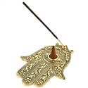 2 Pieces Hamsa Hand in Gold Incense Stick/Cone Burner - 5.5"