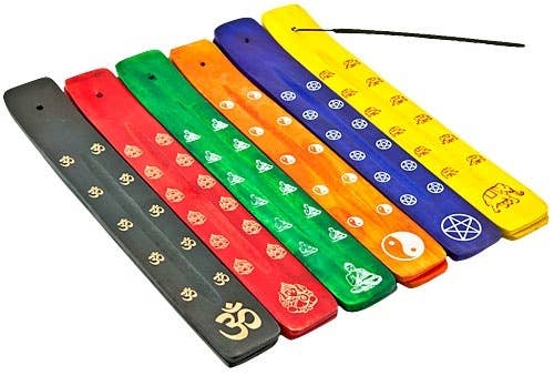 12 Pieces Assorted Wooden Incense Boat Burner Set - 10"L