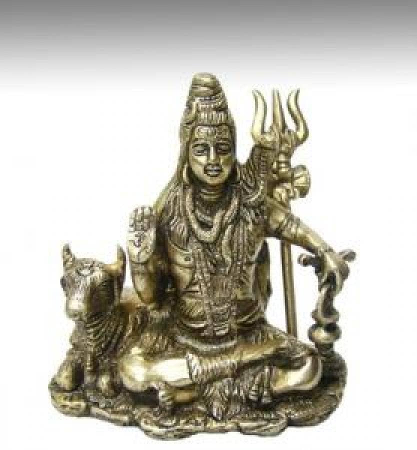 Lord Shiva Meditating 6"H Solid Brass