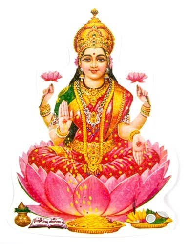 Goddess Laxmi Sticker - 5.75" x 8" (10 Per Pack)