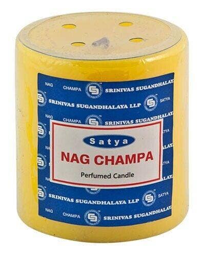 Satya Nag Champa  Smooth Pillar, Jar, Shot Glass, Cube, Tea Light Candles