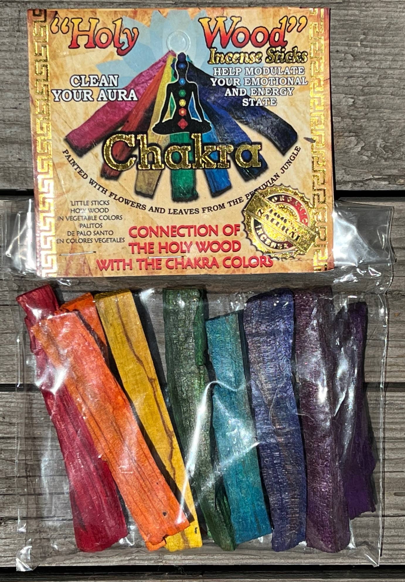 7 Chakras Palo Santo Set Painted by Peruvian Flowers