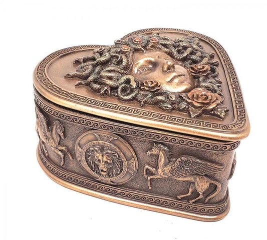 Medusa Heart Shaped Trinket Box 4.5" L 4.5" W 2.75" H