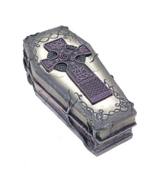 Celtic Cross Coffin Trinket Box 4 1/2" L, 2 3/8" W, 1 3/8" H