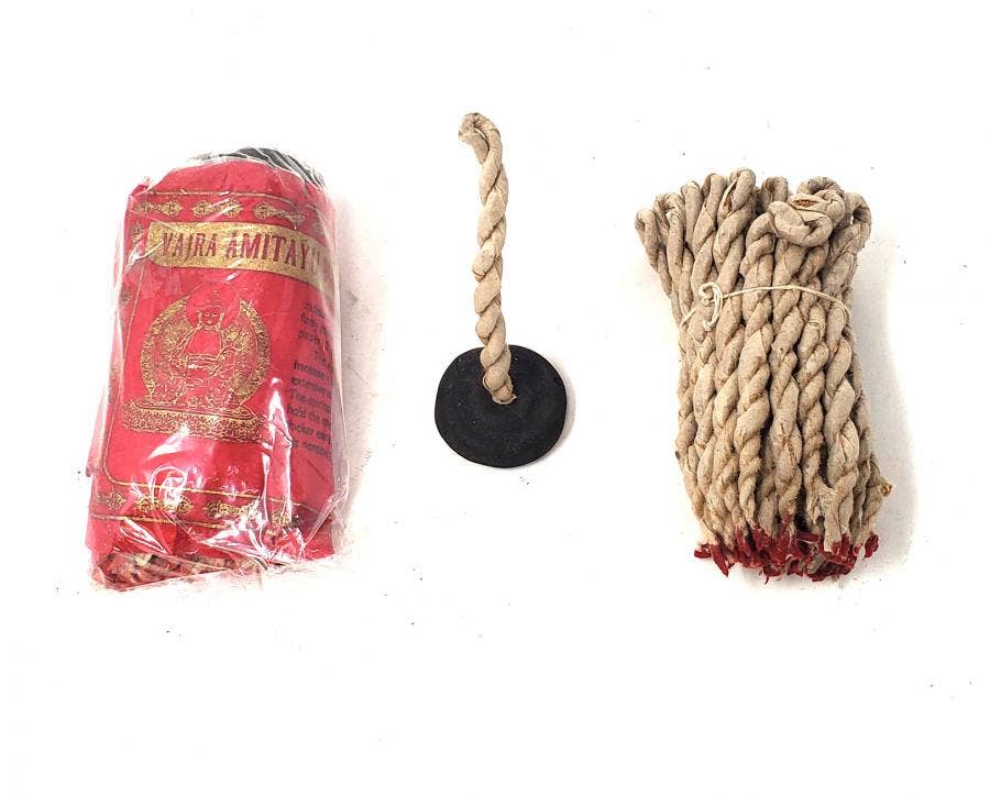 Tibetan Rope Incense - Amitayu (45 Ropes) with Burner