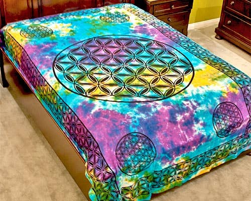 Flower of Life Tapestry (Tie Dye) - 72" x 108"