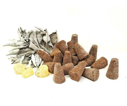 12 Copal and White Sage Smudge Incense Cones 100% Natural