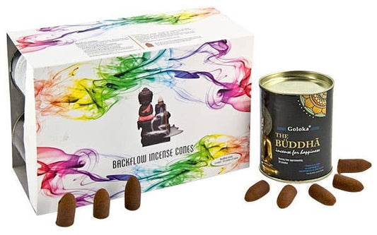 Goloka Buddha Backflow Incense Cones - 24 Cones Pack 6 Pack