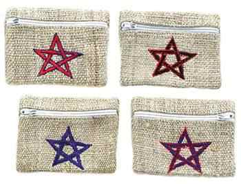 4 Pieces Pentacle Hemp Coins Bag Set - 4.5"x3.5"