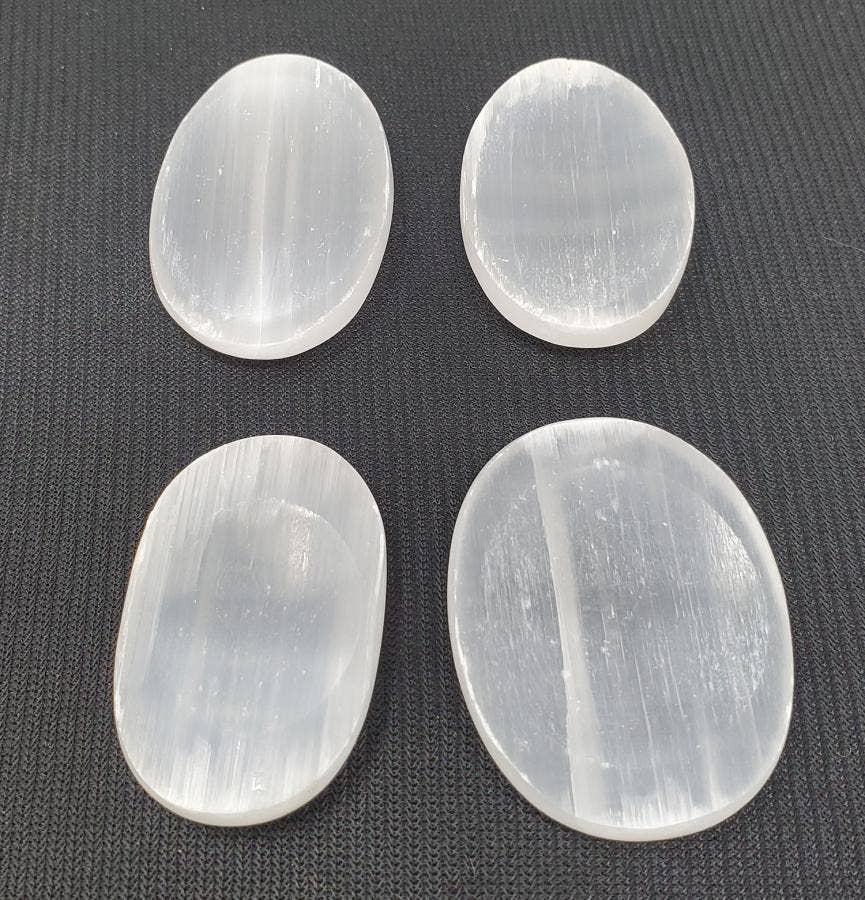 Worry Gemstone - Selenite Oval Stones (4 Pack) 1-1.5"L