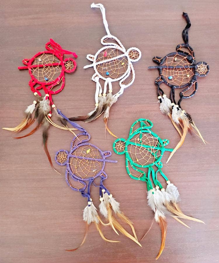 3.5" Diameter - Suede Leather Turtle Dream Catcher - 5 color