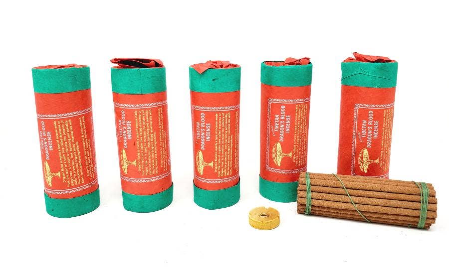 Tibetan Dragon;s Blood Incense (30 stick) 4.5" Long- 5 Pack