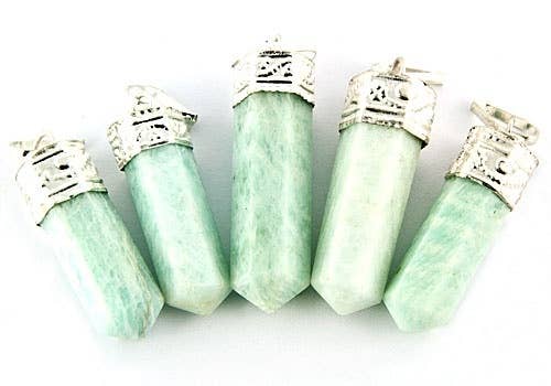 5 Pieces Amazonite Pencil Point Pendant Set - 1.5"L