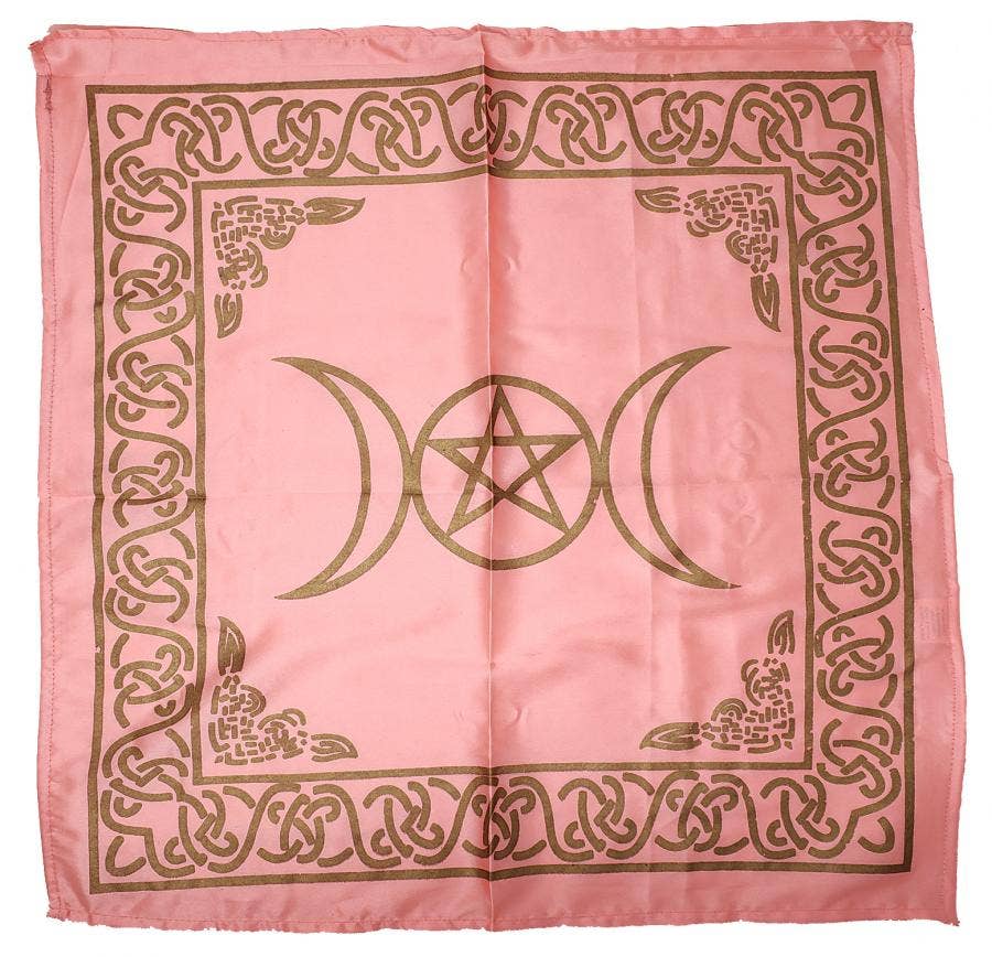 Triple Moon with Pentagram Altar Cloth Golden print