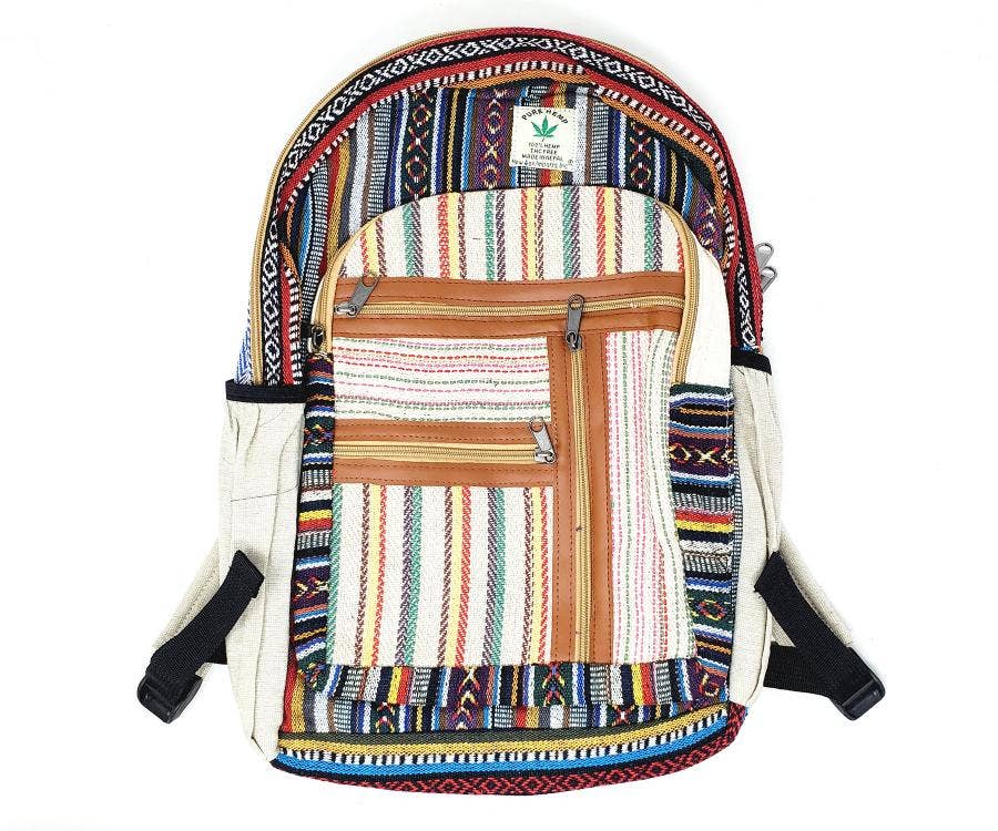 HEMP Colorful Lines Backpack 18"H 12"W, THC FREE Quality Bag