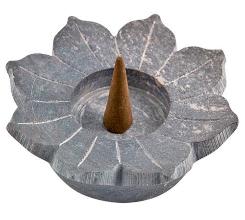 Lotus Natural Stone Burner for Charcoal, Cones & T-Lite - 4