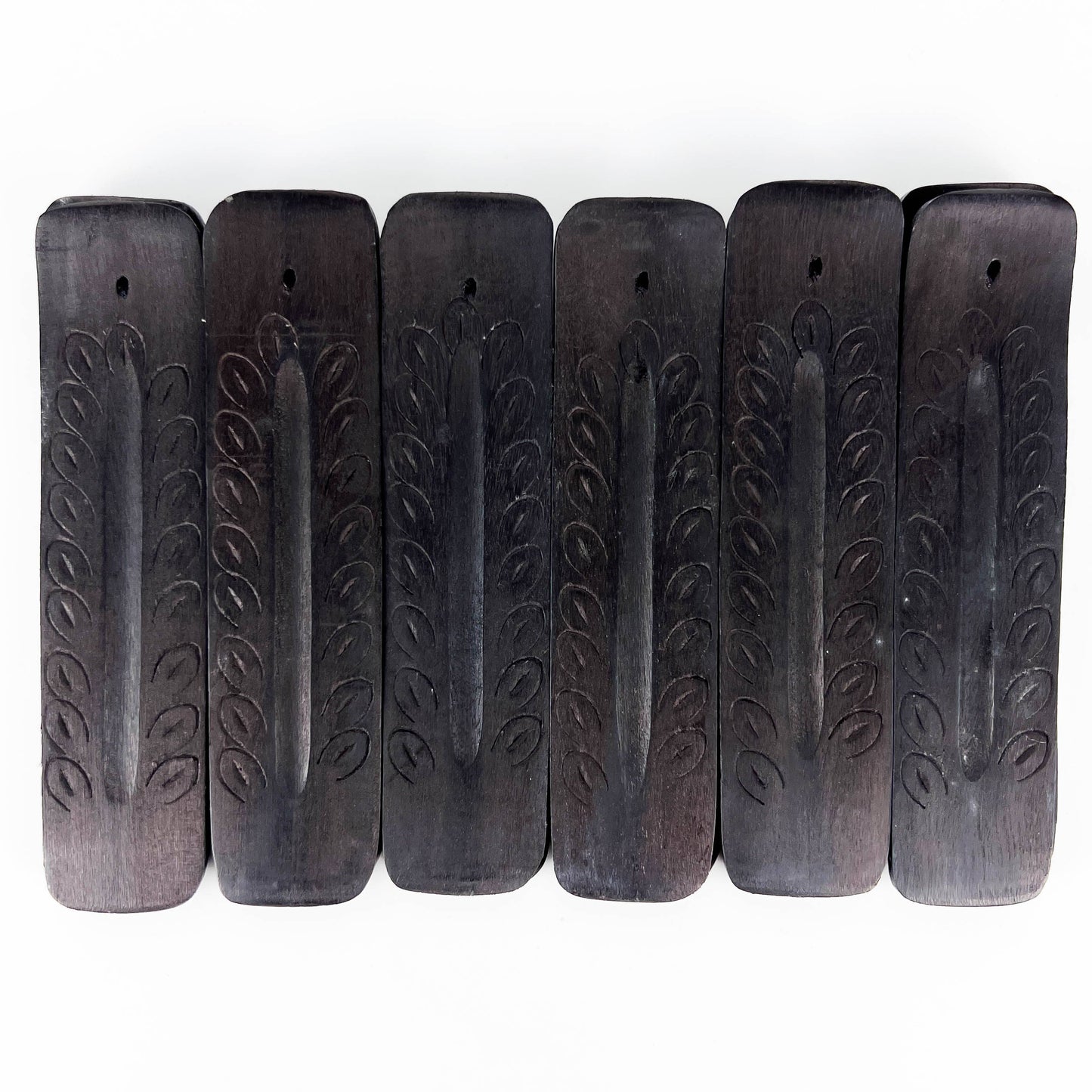 Black Carved Wood Boat Burner 5"L (Set of 12)