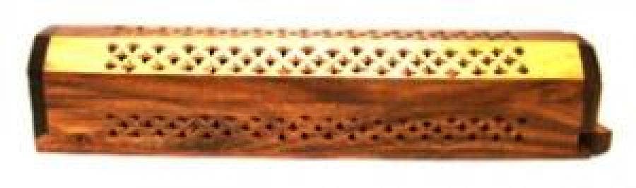 Two Tone Wood Incense Burner 12"L ( 2 pieces)