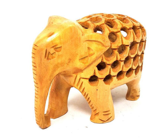 Elephant with inside Baby Elephant Hand Carved Wood Statue 3