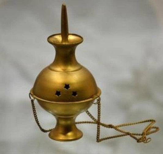 Metal HONEY GOLD FINISH Hanging Burner 6"H