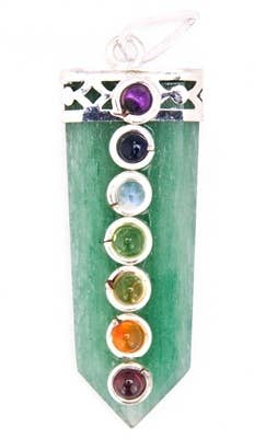 Green Aventurine 7 Chakra Pendant - 2"H