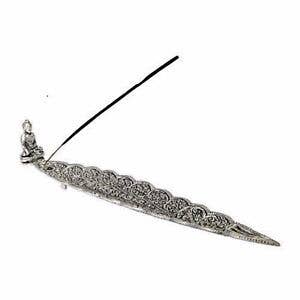 Metal Buddha Leaf Incense Stick & Cone Burner 12" L (2 p)