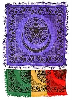 4 Pieces Pentacle with Moon Altar Cloth Set -18" x 18"