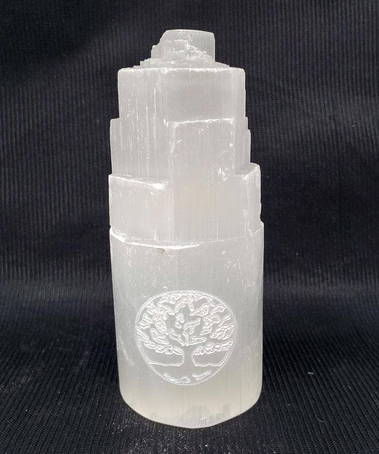 Tree of Life Selenite Tower 4"