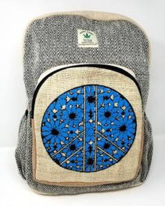 HEMP PEACE Design Backpack 18"H 12"W, THC FREE Quality Backp