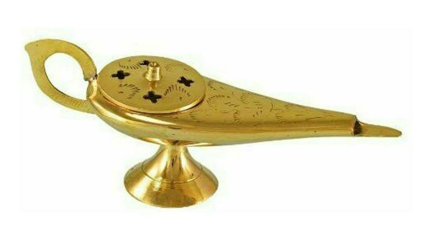 Brass Aladdin Lamp/Cone Burner - 6"L