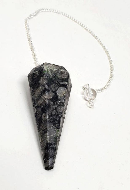 Black Coral Fossil Gemstone Pendulum with Chain (4PACK)