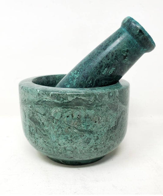 4" Green Marble Mortar & Pestle 2,75H