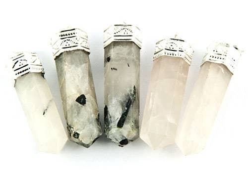 5 Pieces Rutilated Quartz Pencil Point Pendant Set - 1.5"L