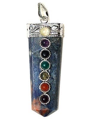 Lapis Lazuli 7 Chakra Pendant - 2"H