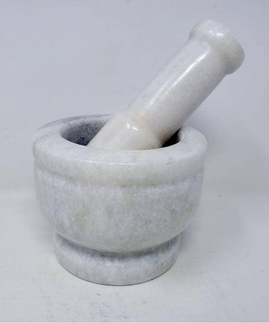 4" White Marble Mortar & Pestle 3H