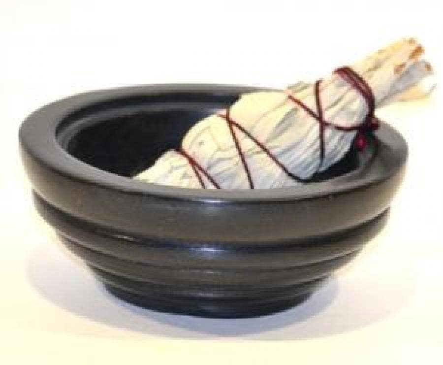 Smudge Pot / Charcoal Soapstone Burner 2"H 5"D