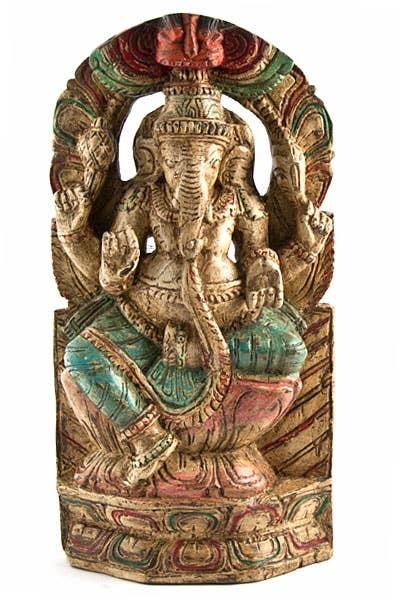 Lord Ganesh Wooden Statue Antique - 18"H_14