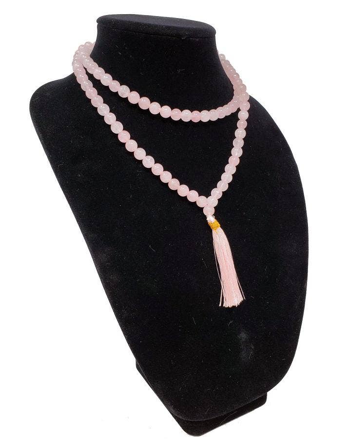 Rose Quartz Gemstone Necklace/Prayer Mala (108 beads)