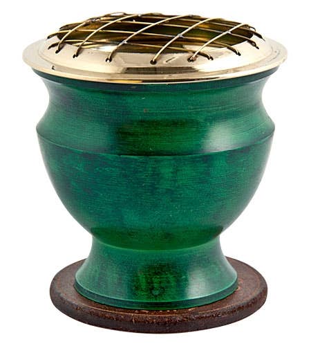 Brass Screen Charcoal Burner in Green - 4'H