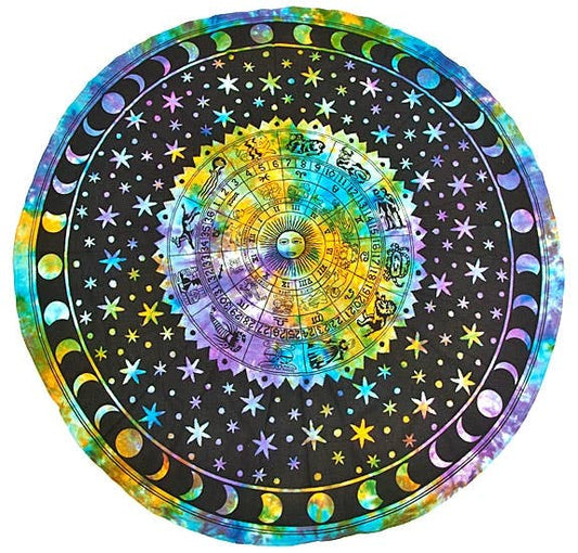 Zodiac Sign Tapestry (Tie Dye) - 60" Round