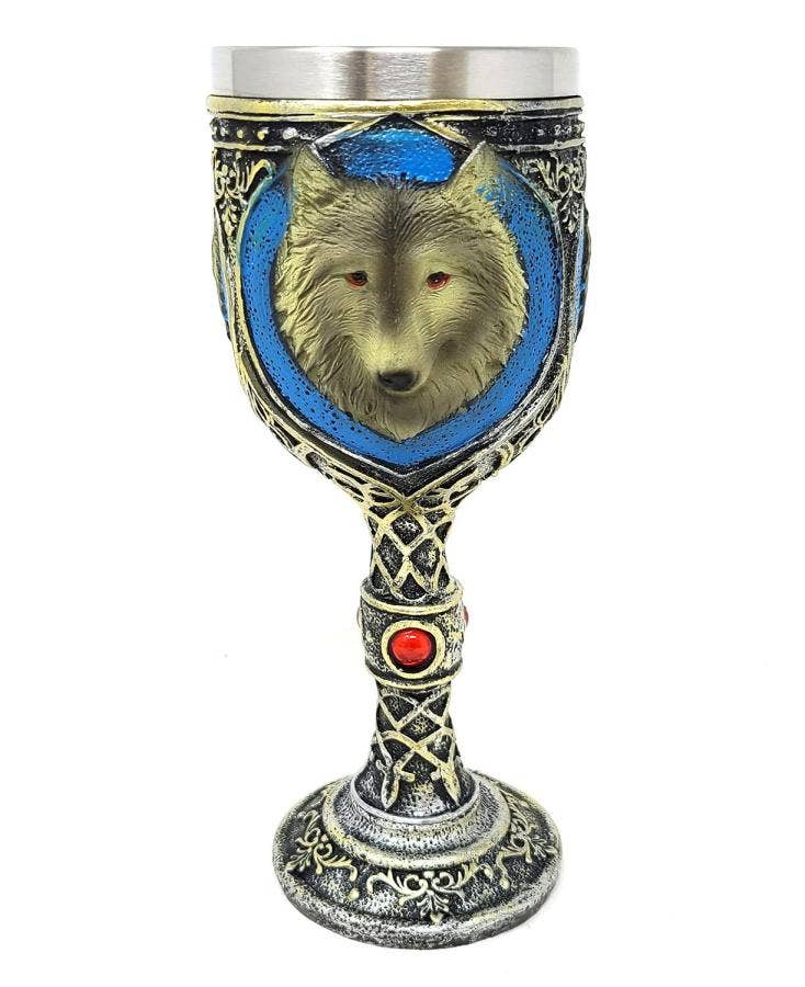 Mystic Wolf Goblet 7.5"H w/ Stainless Steel Cup - 2.25" Cup