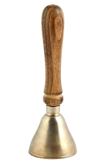 Bronze Tibetan Bell with Wooden Handle - 6"H