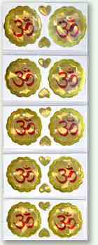 Om Symbol in Red & Gold Sticker - 2"D (10 Per Pack)