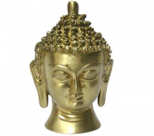 Buddha Head Brass 5"H