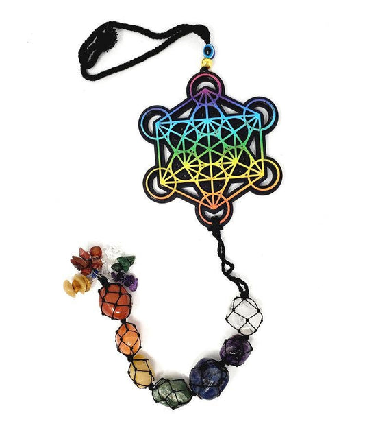 Tie Dye Wooden 7 Chakra Metatron Wall/Car hanging